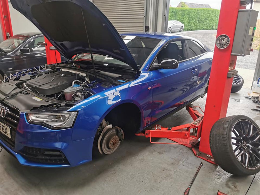 Audi engine bay inspection